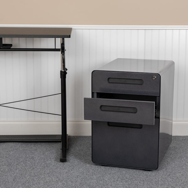 Buy Modern Black 3-Drawer Filing Cabinet - Ergonomic Mobile Design 3-Drawer Filing Cabinet-Black near  Clermont at Capital Office Furniture