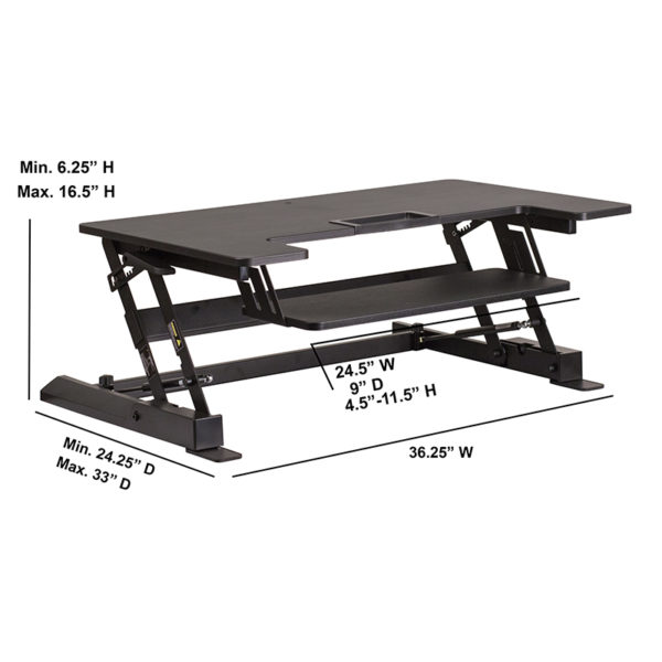 Shop for Black Sit/Stand Platform Deskw/ Spacious Black Desktop Surface near  Sanford at Capital Office Furniture