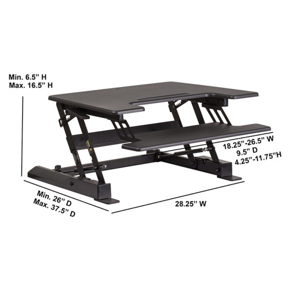 Shop for Black Sit/Stand Platform Deskw/ Spacious Black Desktop Surface near  Clermont at Capital Office Furniture