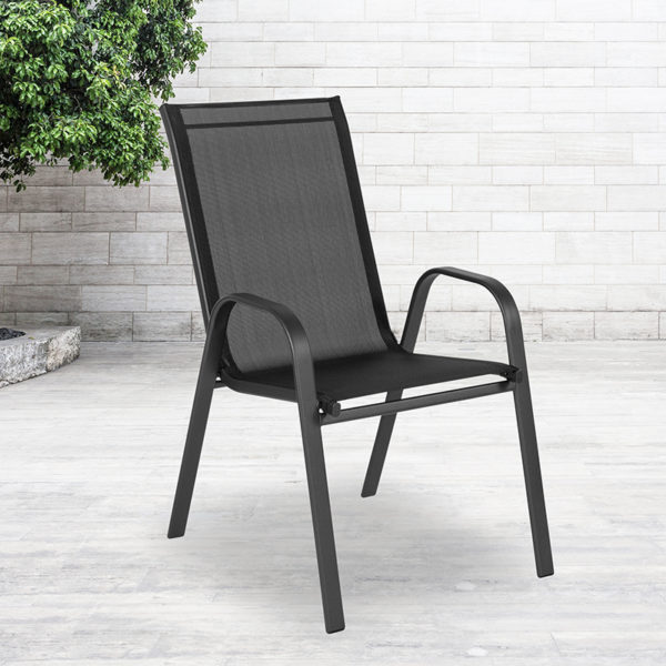 Buy Stackable Sling Patio Chair Black Patio Stack Chair near  Daytona Beach at Capital Office Furniture