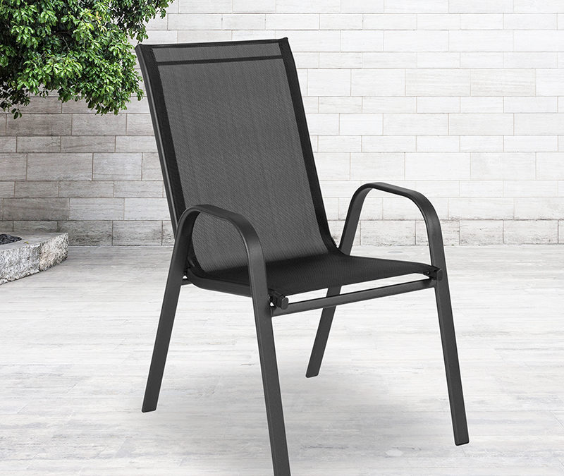 Brazos Series Outdoor Stack Chair with Flex Comfort Material and Metal Frame – Orlando