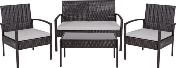 Shop for 4PC Black Patio Setw/ All-Weather Light Gray Removable Cushion Covers near  Saint Cloud at Capital Office Furniture