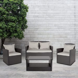 Buy Contemporary Outdoor Seating Set 4PC Black Patio Set in  Orlando at Capital Office Furniture