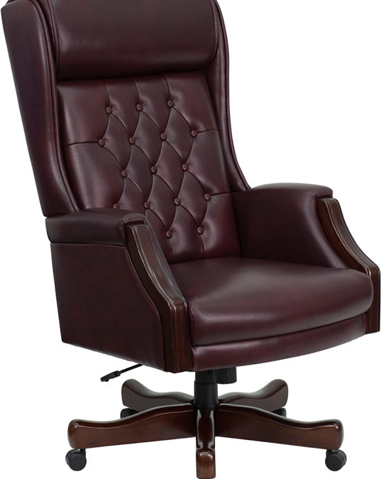 High Back Traditional Tufted Leather Executive Swivel Ergonomic Office Chair with Headrest and Arms – Orlando