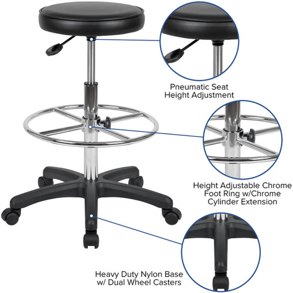 Nice Medical Stool | Backless Drafting Stool with Adjustable Foot Ring Pneumatic Seat Height Adjustment office chairs near  Winter Springs at Capital Office Furniture