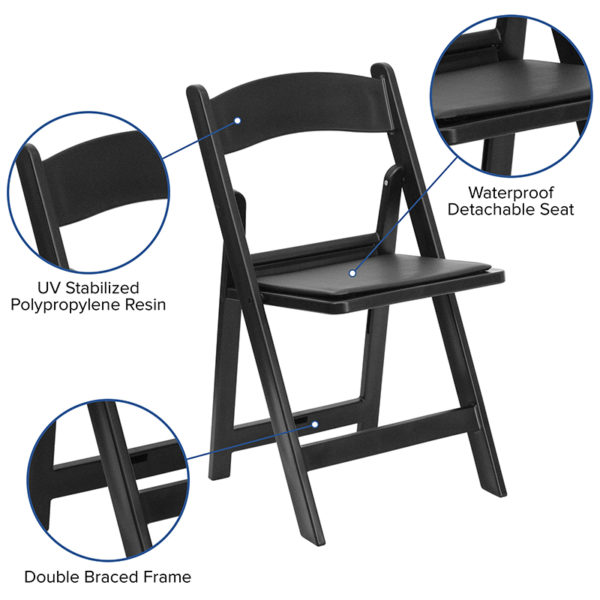 Nice HERCULES Series 1000 lb. Capacity Resin Folding Chair with Vinyl Padded Seat Black Frame Finish folding chairs in  Orlando at Capital Office Furniture