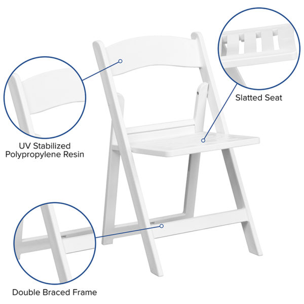 Nice HERCULES Series 1000 lb. Capacity Resin Folding Chair with Slatted Seat White Frame Finish folding chairs near  Leesburg at Capital Office Furniture