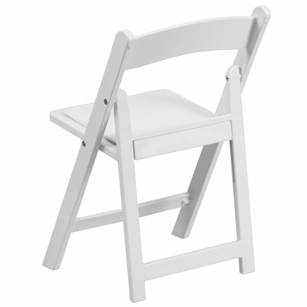 New folding chairs in white w/ White Vinyl Padded Upholstered Seat at Capital Office Furniture near  Bay Lake at Capital Office Furniture