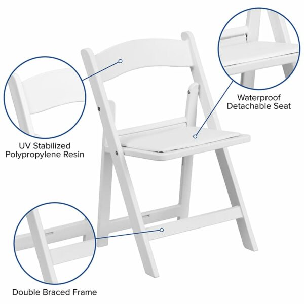 Nice Kids Resin Folding Chair with Vinyl Padded Seat White Frame Finish folding chairs near  Ocoee at Capital Office Furniture