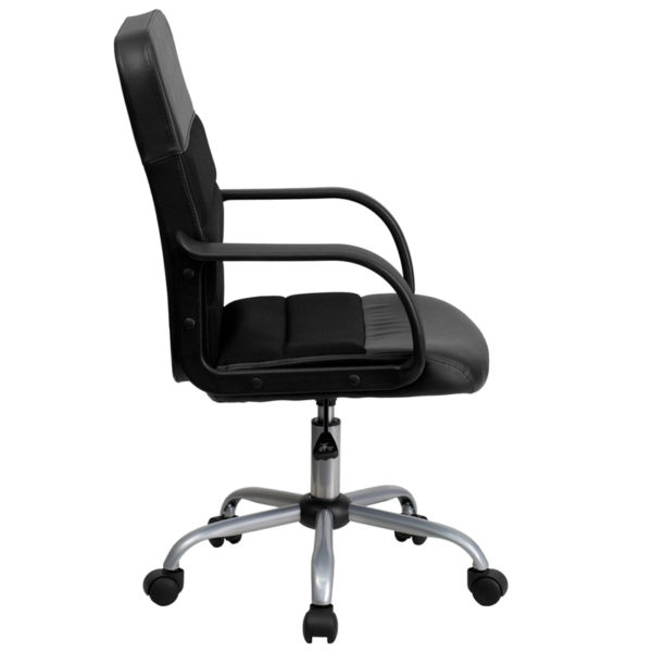 Nice Mid-Back LeatherSoft & Mesh Swivel Task Office Chair w/ Arms Padded Black LeatherSoft and Mesh Upholstered Seat office chairs near  Winter Garden at Capital Office Furniture
