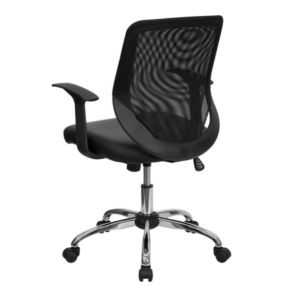 Shop for Black Mid-Back Leather Chairw/ Ventilated Mesh Back near  Oviedo at Capital Office Furniture