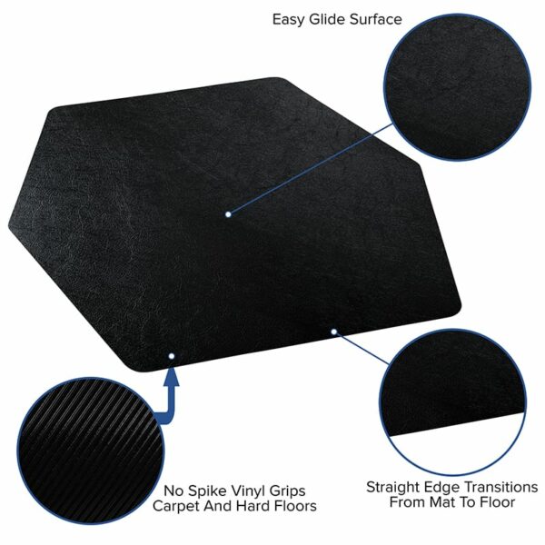 Nice 42" x 46" Hexagon Straight Edge Gaming Mat Straight Edge transitions from mat to floor chair accessories in  Orlando at Capital Office Furniture