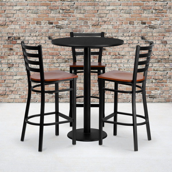 Buy Bar Height Table and Stool Set 30RD BK Bar Table-CY WD Seat near  Bay Lake at Capital Office Furniture