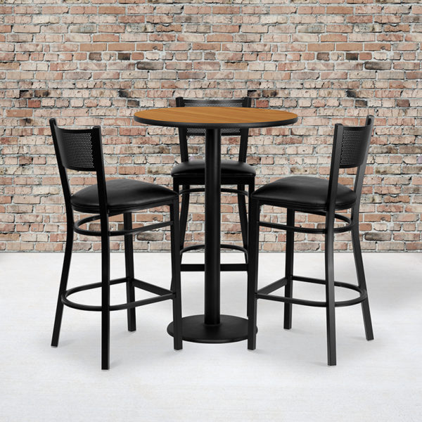 Buy Bar Height Table and Stool Set 30RD NA Bar Table-BK VYL Seat near  Kissimmee at Capital Office Furniture