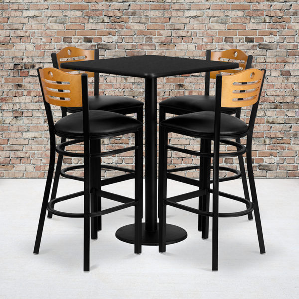 Buy Bar Height Table and Stool Set 30SQ BK Bar Table-BK VYL Seat near  Casselberry at Capital Office Furniture