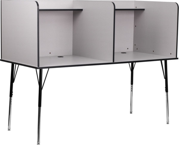 Buy Stand-alone Floor Carrel Grey Double Wide Study Carrel near  Daytona Beach at Capital Office Furniture