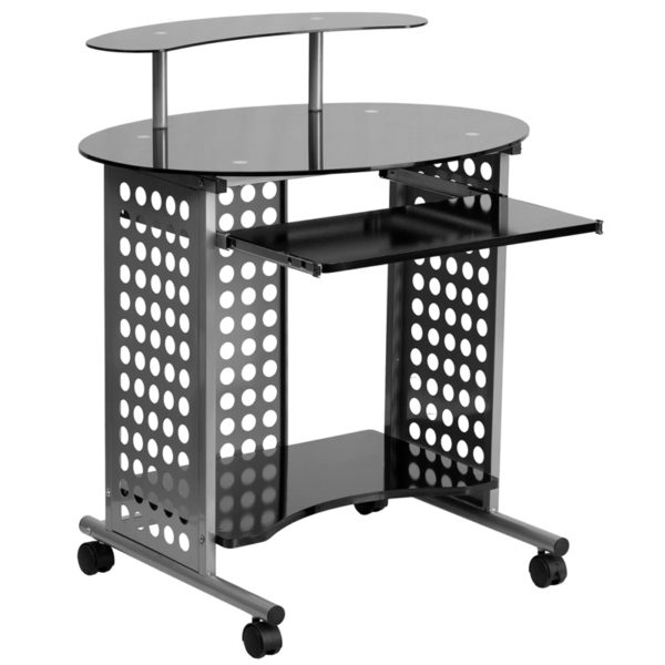 Shop for Black Glass Mobile Deskw/ 8mm Thick Glass in  Orlando at Capital Office Furniture