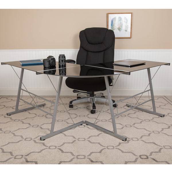Buy Contemporary Style Black Glass L-Shape Desk in  Orlando at Capital Office Furniture
