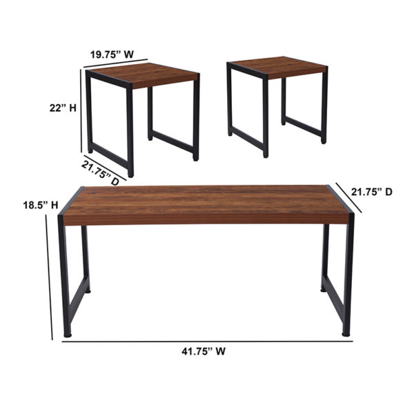 Shop for 3 Piece Rustic Wood Table Setw/ 1.5" Thick Rectangular Top in  Orlando at Capital Office Furniture