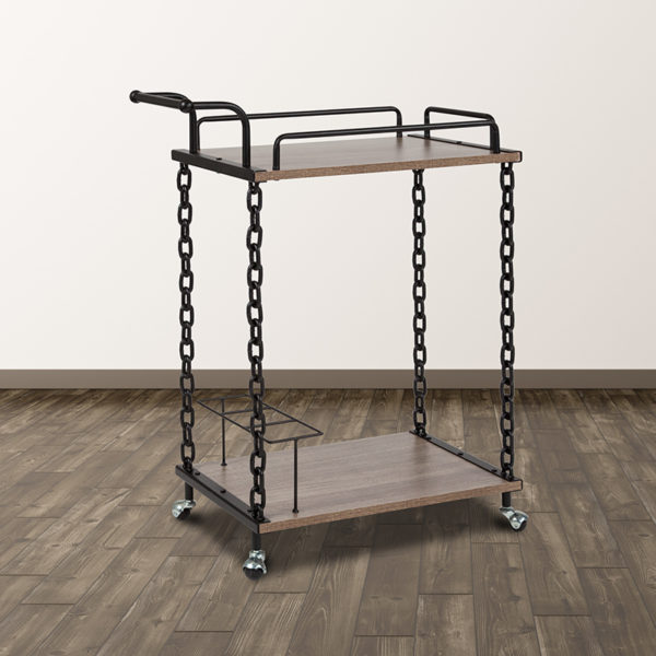 Buy Mobile Server and Bar Cart with pull/push handle bar Oak Wood Kitchen Bar Cart in  Orlando at Capital Office Furniture