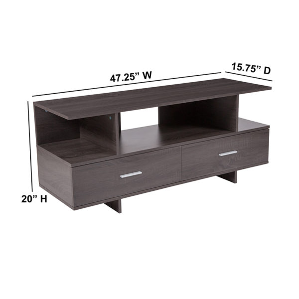Nice Fields Driftwood Wood Gra TV St& & Media Console Middle Console Size: 28"W x 15"D x 7.75"H living room furniture in  Orlando at Capital Office Furniture