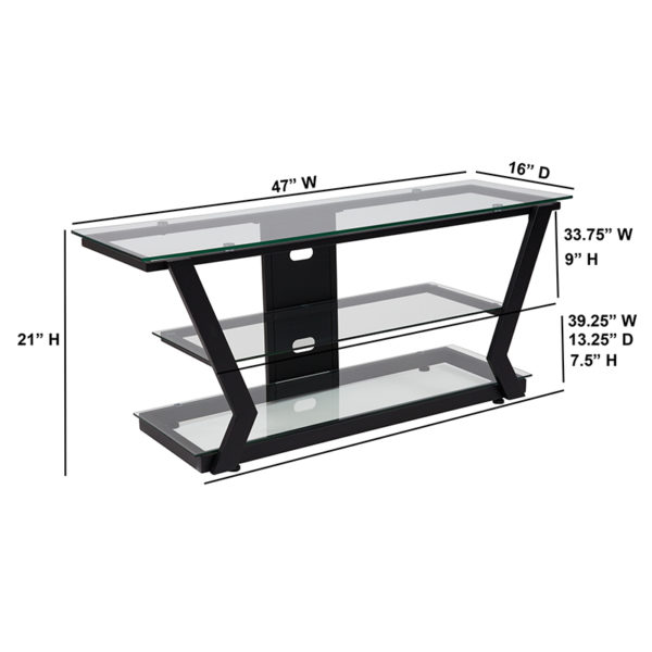 Nice Harbor Hills Glass TV St& w/ Metal Frame Supports up to 45" Flat Panel TV living room furniture near  Daytona Beach at Capital Office Furniture