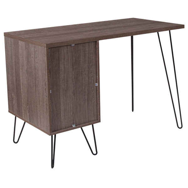 Nice Woodridge Collection Rustic Wood Gra Computer Desk w/ Metal Cabinet Door & Metal Legs Pedestal Size: 14.5"W x 21.5"D x 21.25"H home office furniture near  Clermont at Capital Office Furniture