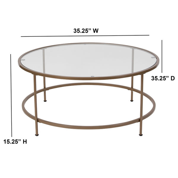 Nice Astoria Collection Glass Coffee Table w/ Matte Frame Round Top living room furniture in  Orlando at Capital Office Furniture