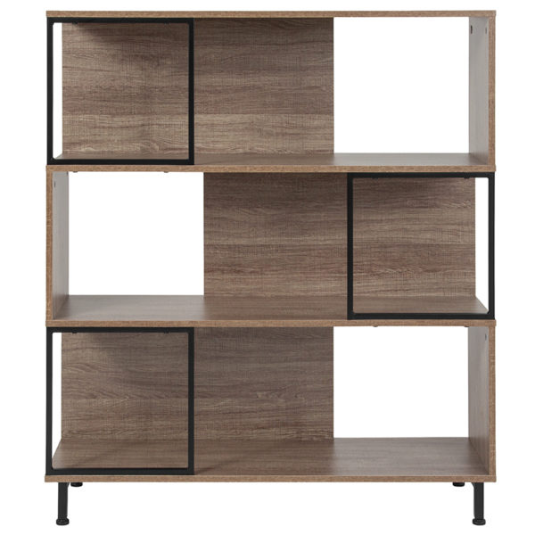 Nice Paterson Collection 3 Shelf 39.5"W x 45"H Bookcase & Storage Cube in Rustic Wood Gra Shelf Size: 39"W x 11.5"D x 13"H home office furniture near  Kissimmee at Capital Office Furniture