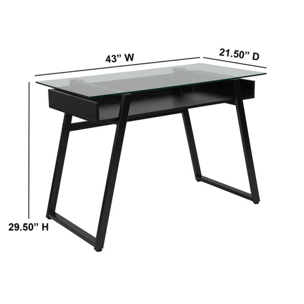 Shop for Glass Desk with Open Shelfw/ 8mm Thick Glass in  Orlando at Capital Office Furniture