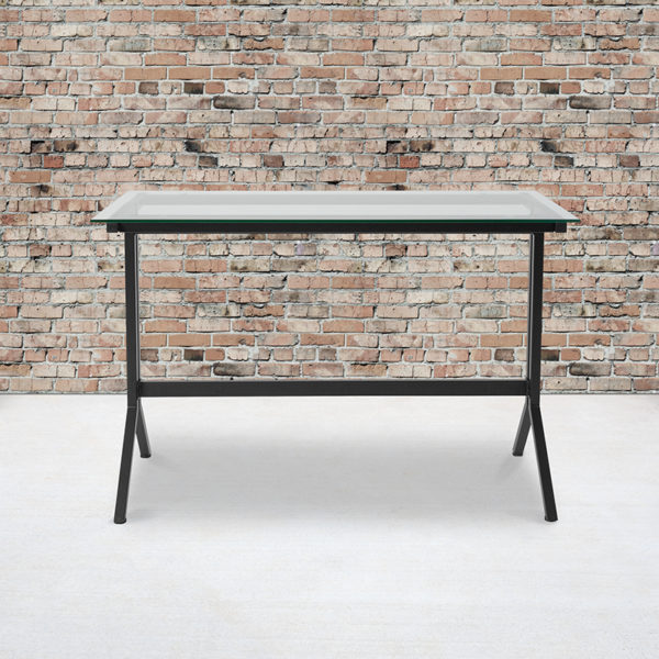 Buy Contemporary Style Glass Desk with Black Base in  Orlando at Capital Office Furniture