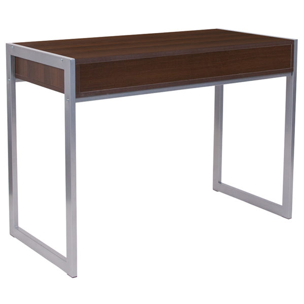 Nice Bradley Wood Gra Desk w/ Metal Frame Center Storage Size: 12.5"W x 13.25"D x 3"H; 24"H from floor home office furniture in  Orlando at Capital Office Furniture