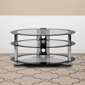 Buy Contemporary Style Two-Tone Oval Glass TV Stand near  Oviedo at Capital Office Furniture