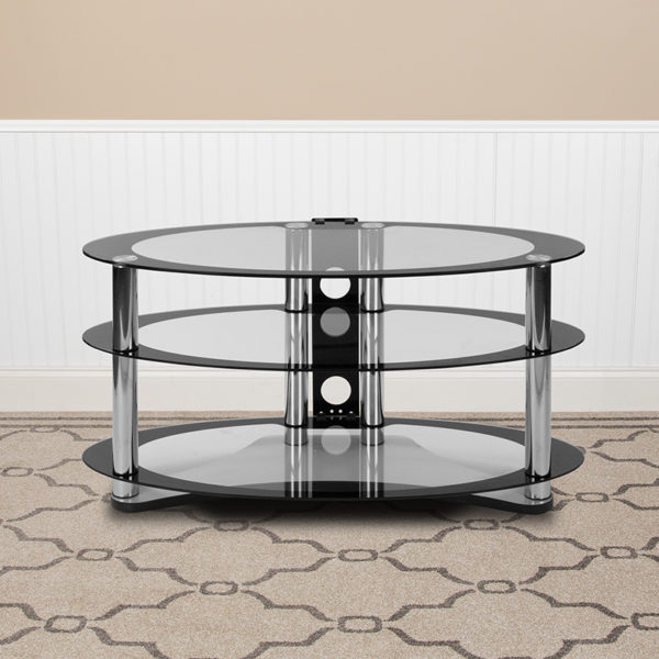 Buy Contemporary Style Two-Tone Oval Glass TV Stand near  Bay Lake at Capital Office Furniture