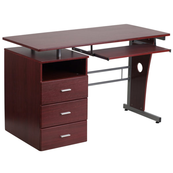 Nice Desk w/ Three Drawer Pedestal & Pull-Out Keyboard Tray Three Drawer Pedestal with Open Storage Compartment home office furniture in  Orlando at Capital Office Furniture