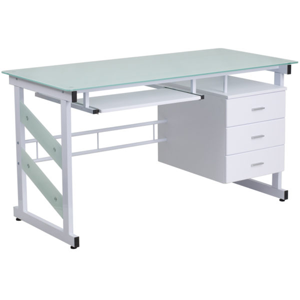 Buy Contemporary Style Frosted Glass 3 Drawer Desk near  Winter Springs at Capital Office Furniture