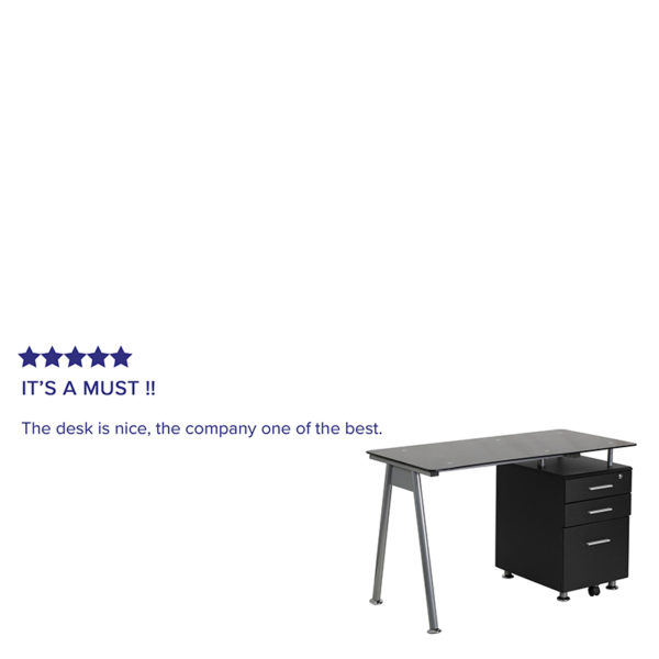 Shop for Black Glass 3 Drawer Deskw/ 7mm Thick Glass in  Orlando at Capital Office Furniture