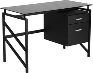 Buy Contemporary Style Black Glass 2 Drawer Desk in  Orlando at Capital Office Furniture