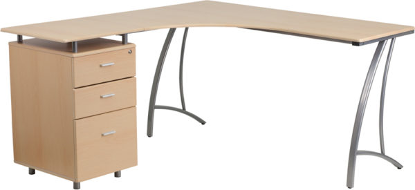 Buy Contemporary Style Beech L-Shape Corner Desk in  Orlando at Capital Office Furniture