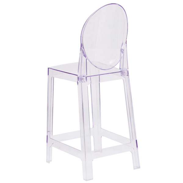 Nice Ghost Counter Stool w/ Oval Back in Transparent Crystal Polycarbonate Molded Structure restaurant seating near  Oviedo at Capital Office Furniture