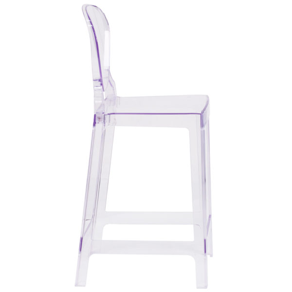 Nice Ghost Counter Stool w/ Tear Back in Transparent Crystal Polycarbonate Molded Structure restaurant seating in  Orlando at Capital Office Furniture