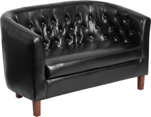 Buy Traditional Style Black Leather Barrel Loveseat in  Orlando at Capital Office Furniture