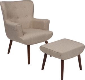 Buy Mid-Century Style Beige Fabric Wing Chair/OTT near  Sanford at Capital Office Furniture
