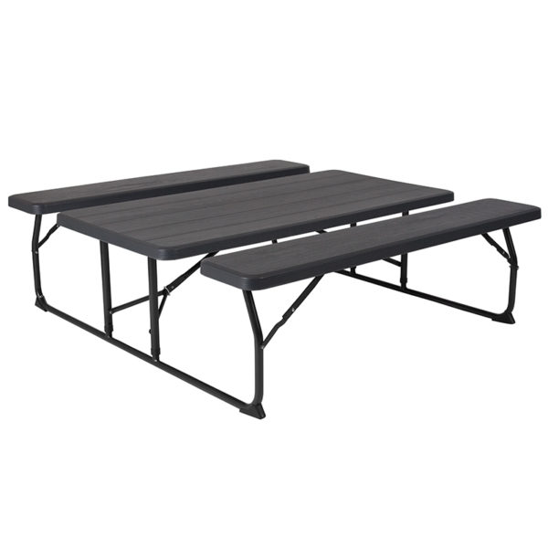 Nice Insta-Fold Wood Grain Folding Picnic Table & Benches Waterproof and Stain Resistant Tops folding tables near  Saint Cloud at Capital Office Furniture