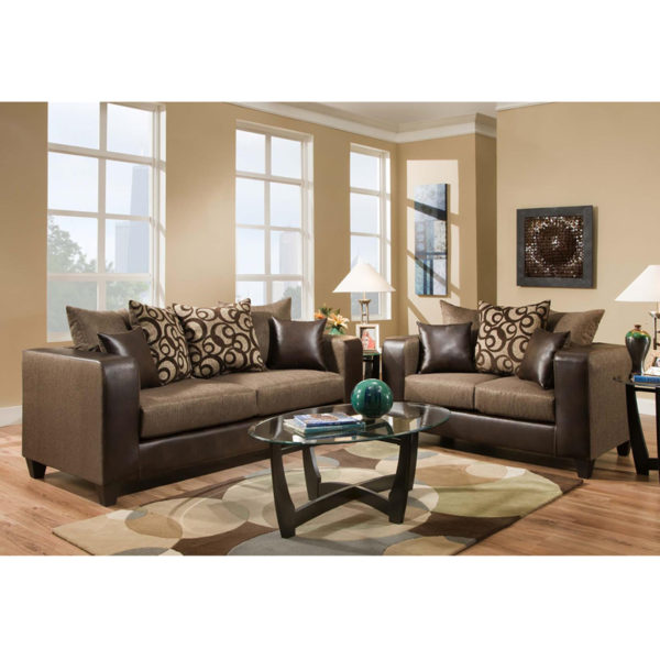 Buy Sofa and Loveseat Set Espresso Chenille Living Set near  Lake Buena Vista at Capital Office Furniture