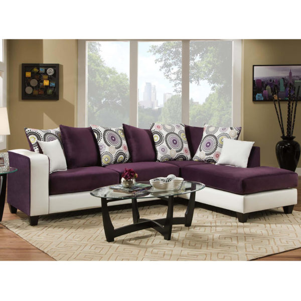 Buy Contemporary Style Purple Velvet L-Sectional near  Daytona Beach at Capital Office Furniture