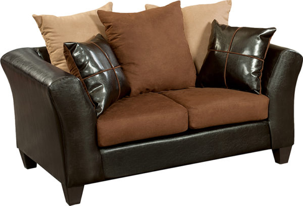 Buy Contemporary Style Chocolate Microfiber Loveseat near  Sanford at Capital Office Furniture