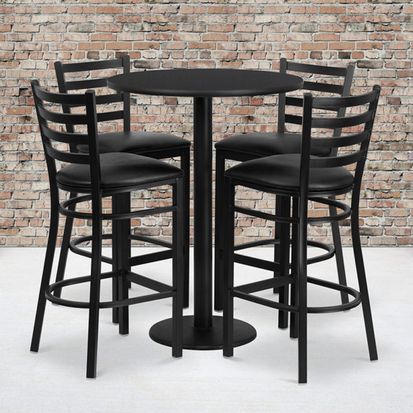 Buy Bar Height Table and Stool Set 30RD BK Bar Table-BK VYL Seat near  Apopka at Capital Office Furniture
