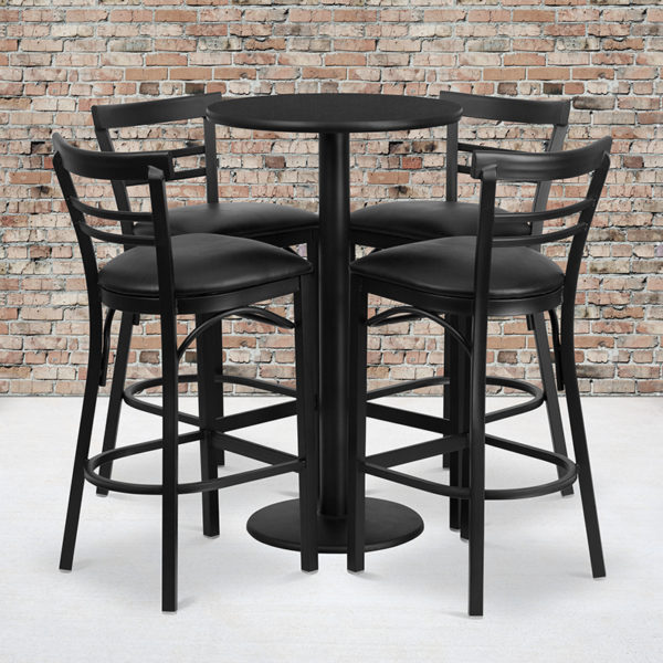 Buy Bar Height Table and Stool Set 24RD BK Bar Table-BK VYL Seat near  Oviedo at Capital Office Furniture