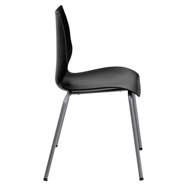 Nice HERCULES Series 770 lb. Capacity Stack Chair w/ Lumbar Support & Frame Ergonomically Contoured Design with Black Plastic Back and Seat office guest and reception chairs in  Orlando at Capital Office Furniture